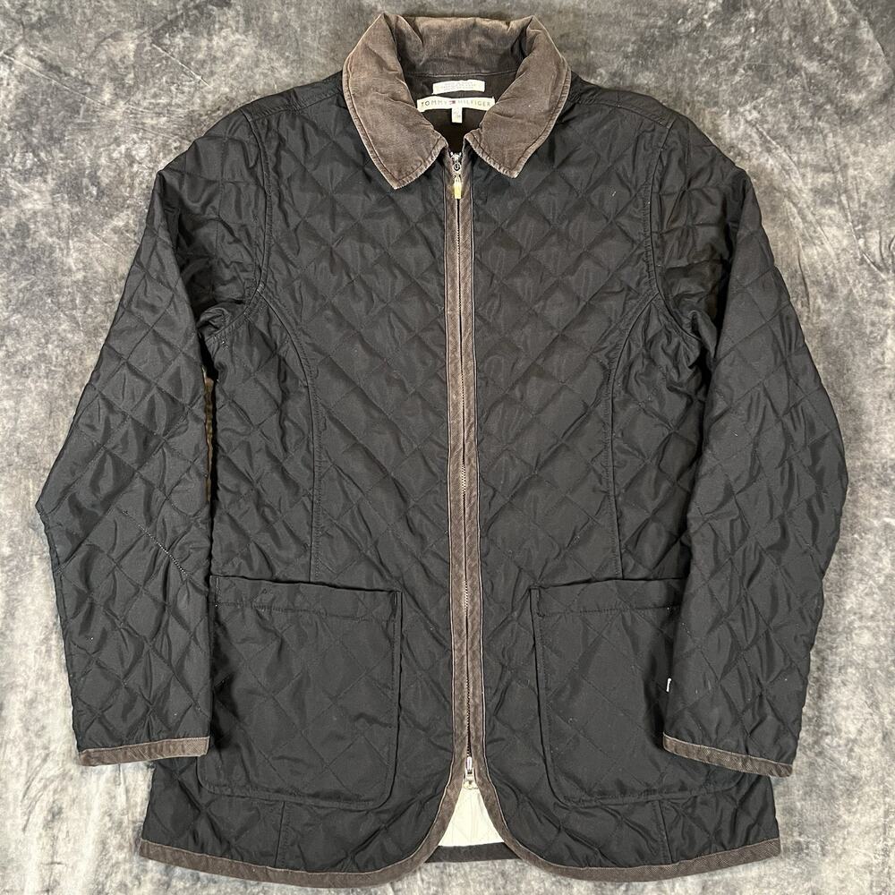 Tommy Hilfiger Quilted Barn Jacket Women’s Medium Black Corduroy Collar